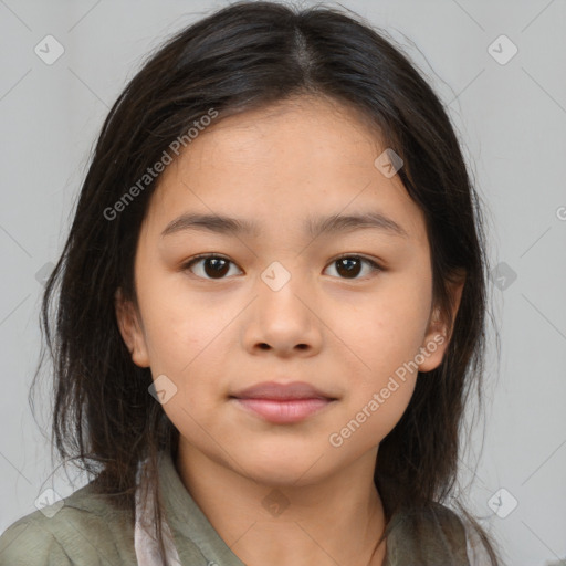 Neutral white child female with medium  brown hair and brown eyes