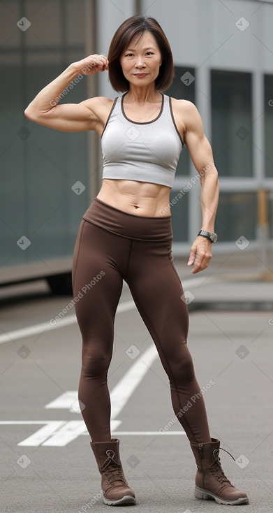 Taiwanese middle-aged female with  brown hair