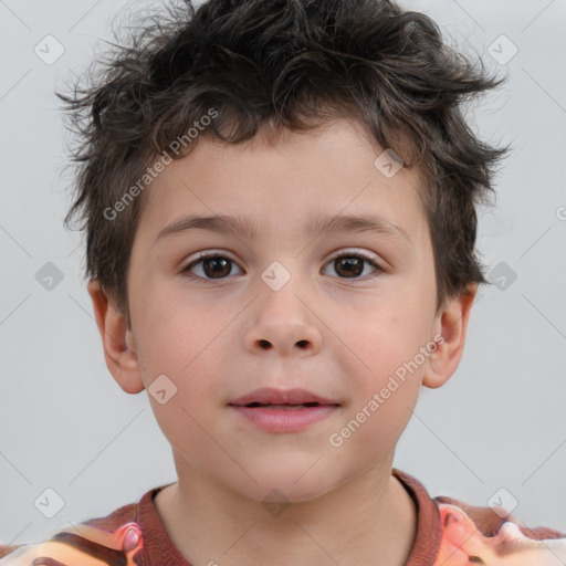 Neutral white child male with short  brown hair and brown eyes