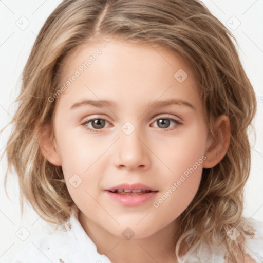 Neutral white child female with medium  brown hair and brown eyes