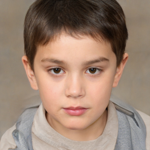 Neutral white child male with short  brown hair and brown eyes