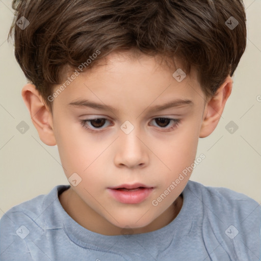 Neutral white child male with short  brown hair and brown eyes