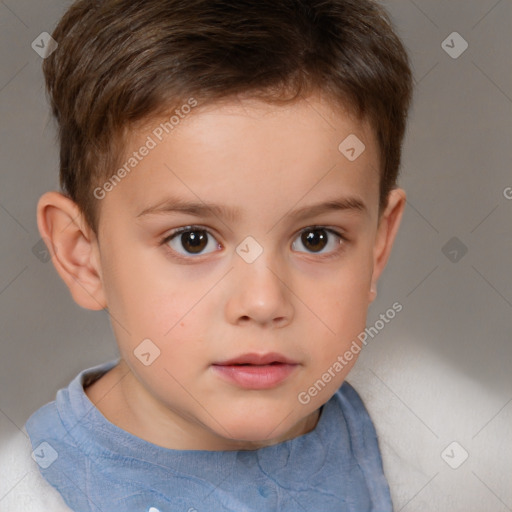 Neutral white child male with short  brown hair and brown eyes