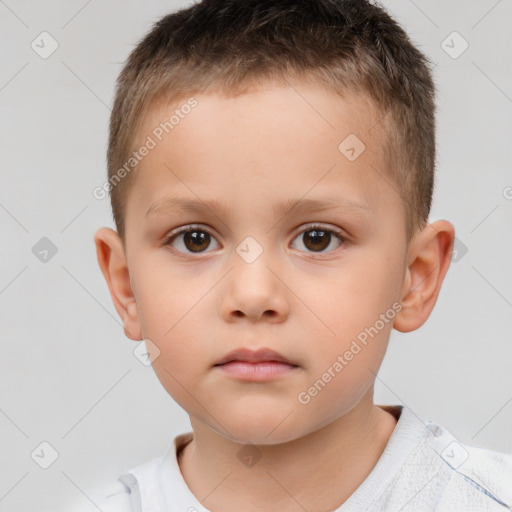 Neutral white child male with short  brown hair and brown eyes