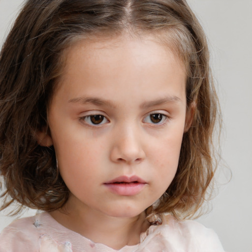 Neutral white child female with medium  brown hair and brown eyes