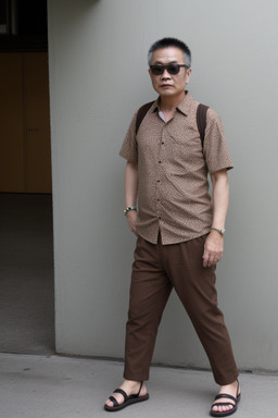 Taiwanese middle-aged male with  brown hair