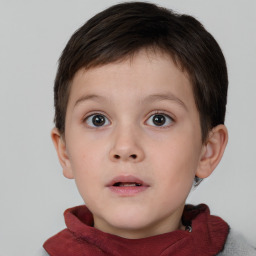 Neutral white child male with short  brown hair and brown eyes