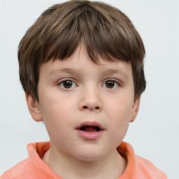 Neutral white child male with short  brown hair and brown eyes