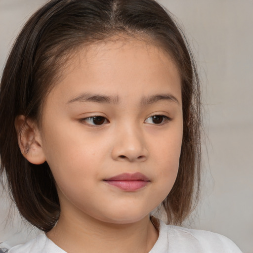 Neutral white child female with medium  brown hair and brown eyes
