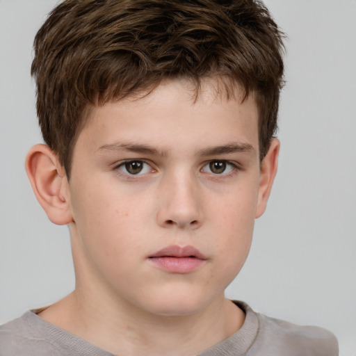 Neutral white child male with short  brown hair and brown eyes