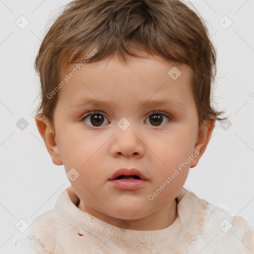 Neutral white child male with short  brown hair and brown eyes