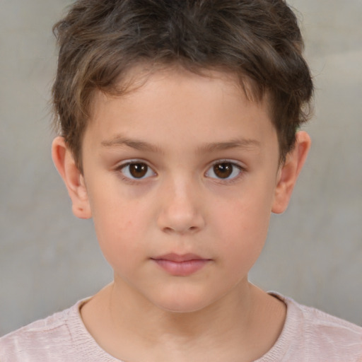 Neutral white child male with short  brown hair and brown eyes