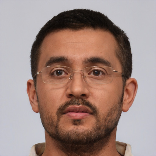 Neutral white adult male with short  brown hair and brown eyes