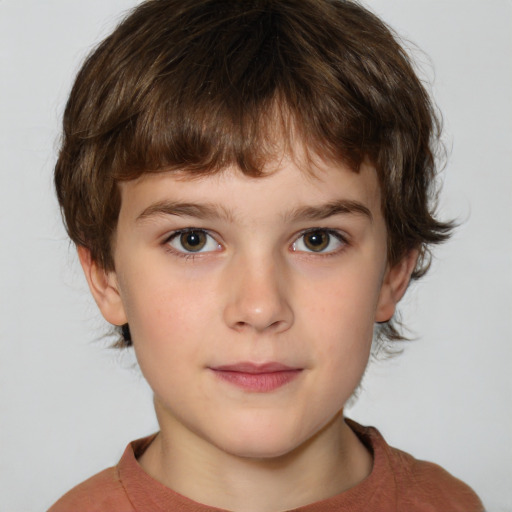 Neutral white child male with medium  brown hair and brown eyes