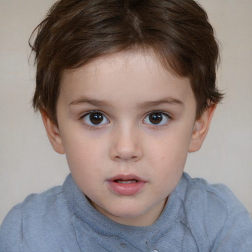 Neutral white child female with short  brown hair and brown eyes