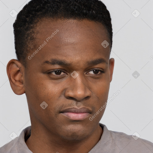 Neutral black young-adult male with short  brown hair and brown eyes
