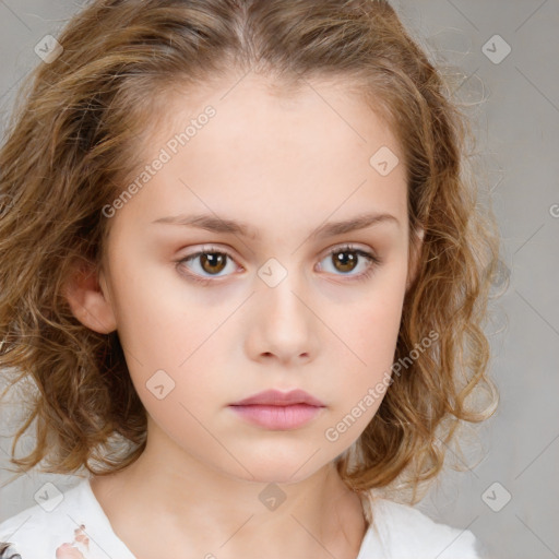 Neutral white child female with medium  brown hair and brown eyes