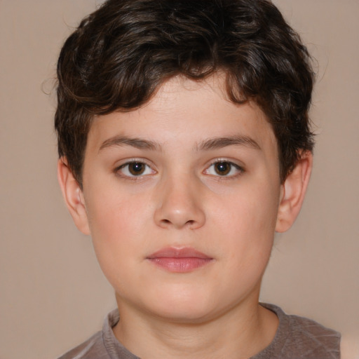 Neutral white child male with short  brown hair and brown eyes