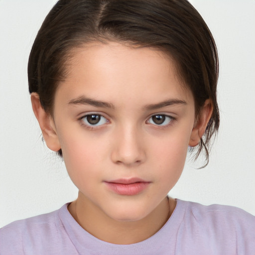 Neutral white child female with medium  brown hair and brown eyes