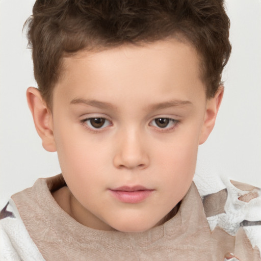 Neutral white child male with short  brown hair and brown eyes