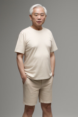 Taiwanese middle-aged male with  white hair