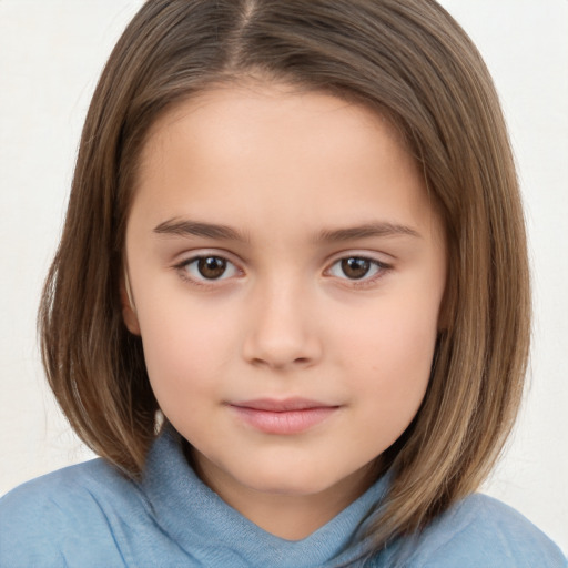 Neutral white child female with medium  brown hair and brown eyes