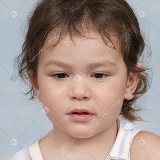 Neutral white child female with medium  brown hair and brown eyes