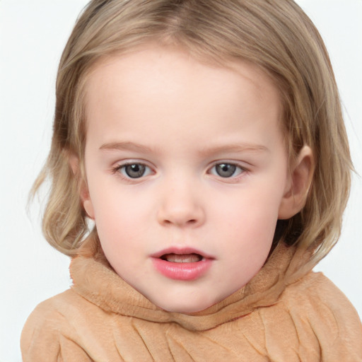 Neutral white child female with medium  brown hair and brown eyes