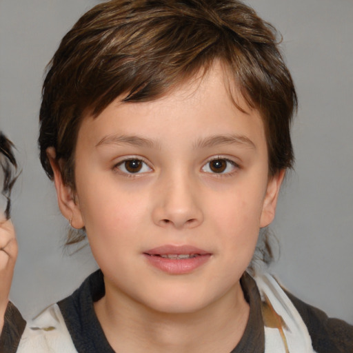 Neutral white child female with medium  brown hair and brown eyes