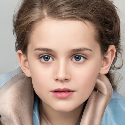 Neutral white child female with medium  brown hair and brown eyes