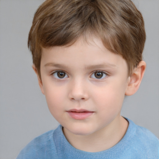 Neutral white child male with short  brown hair and brown eyes