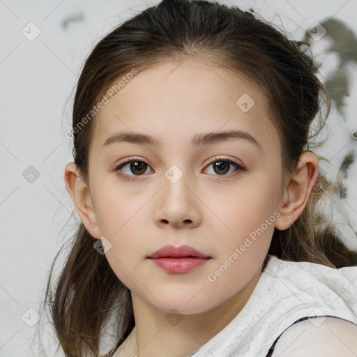 Neutral white child female with medium  brown hair and brown eyes