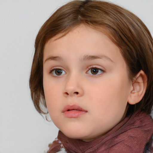 Neutral white child female with medium  brown hair and brown eyes