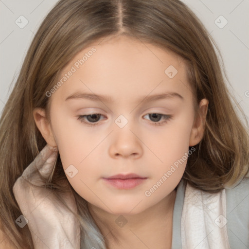 Neutral white child female with medium  brown hair and brown eyes