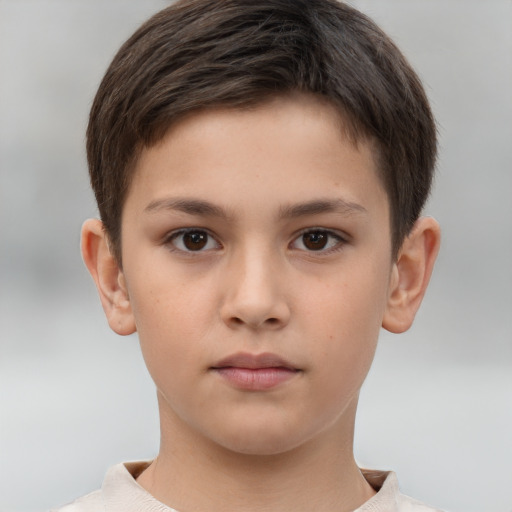 Neutral white child male with short  brown hair and brown eyes