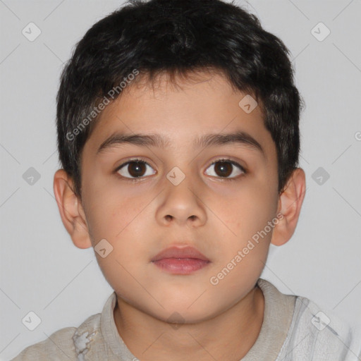 Neutral asian child male with short  brown hair and brown eyes