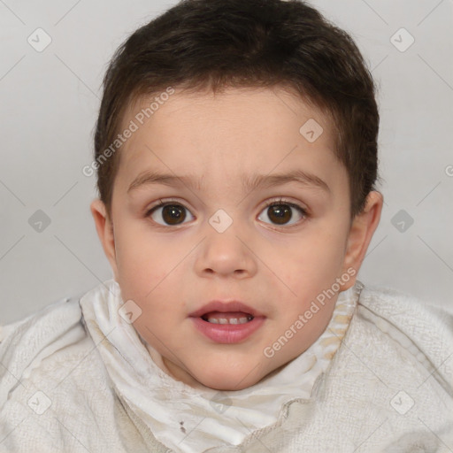 Neutral white child female with short  brown hair and brown eyes