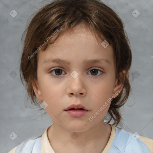 Neutral white child female with medium  brown hair and brown eyes