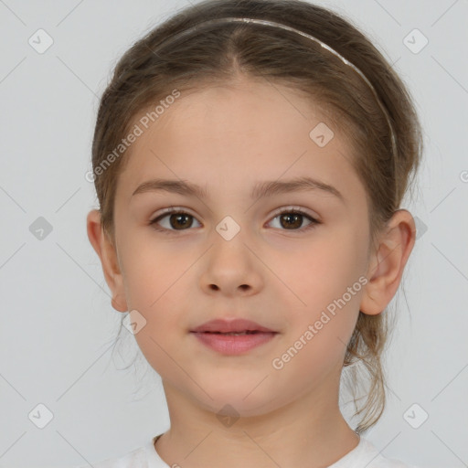 Neutral white child female with medium  brown hair and brown eyes