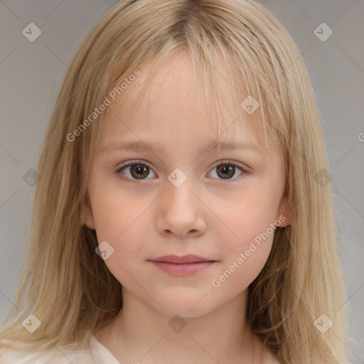 Neutral white child female with medium  brown hair and brown eyes