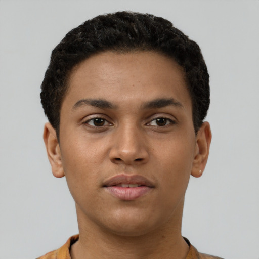 Neutral latino young-adult male with short  brown hair and brown eyes