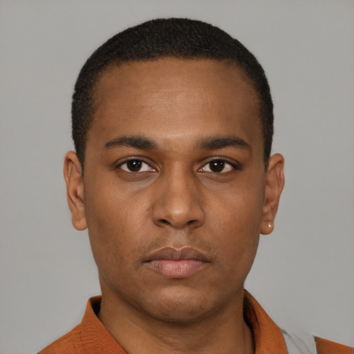 Neutral latino young-adult male with short  brown hair and brown eyes