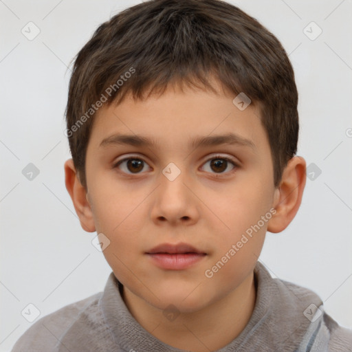 Neutral white child male with short  brown hair and brown eyes