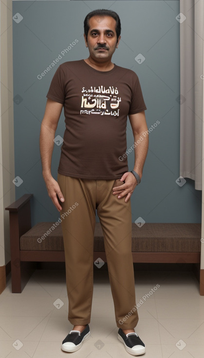 Saudi arabian middle-aged male with  brown hair