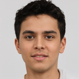 Neutral asian young-adult male with short  brown hair and brown eyes