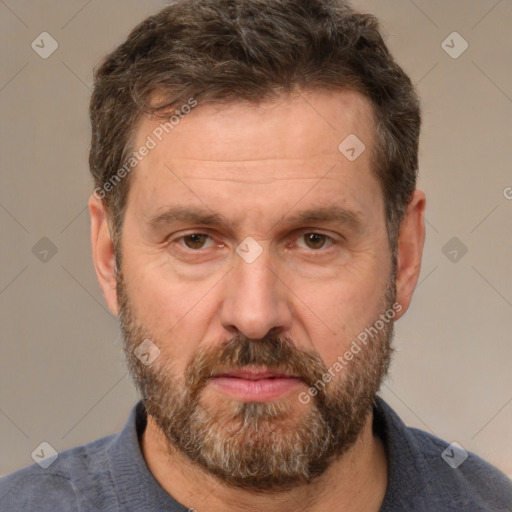 Neutral white adult male with short  brown hair and brown eyes