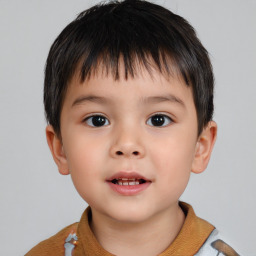 Neutral asian child male with short  brown hair and brown eyes