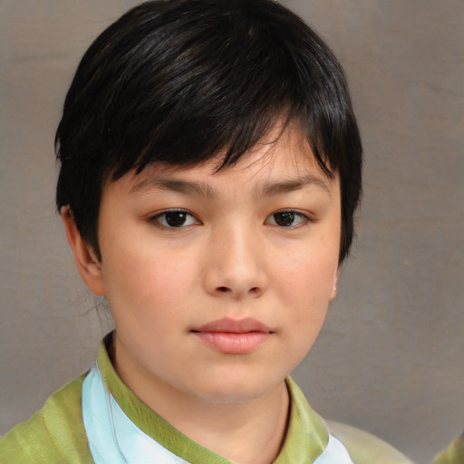 Neutral asian child female with medium  brown hair and brown eyes