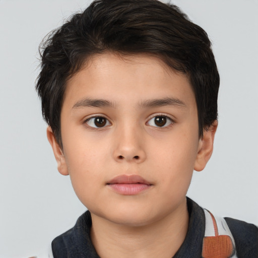 Neutral white child male with short  brown hair and brown eyes