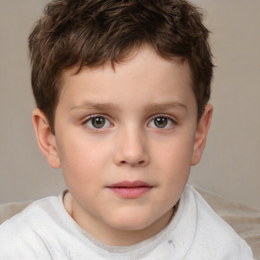 Neutral white child male with short  brown hair and brown eyes